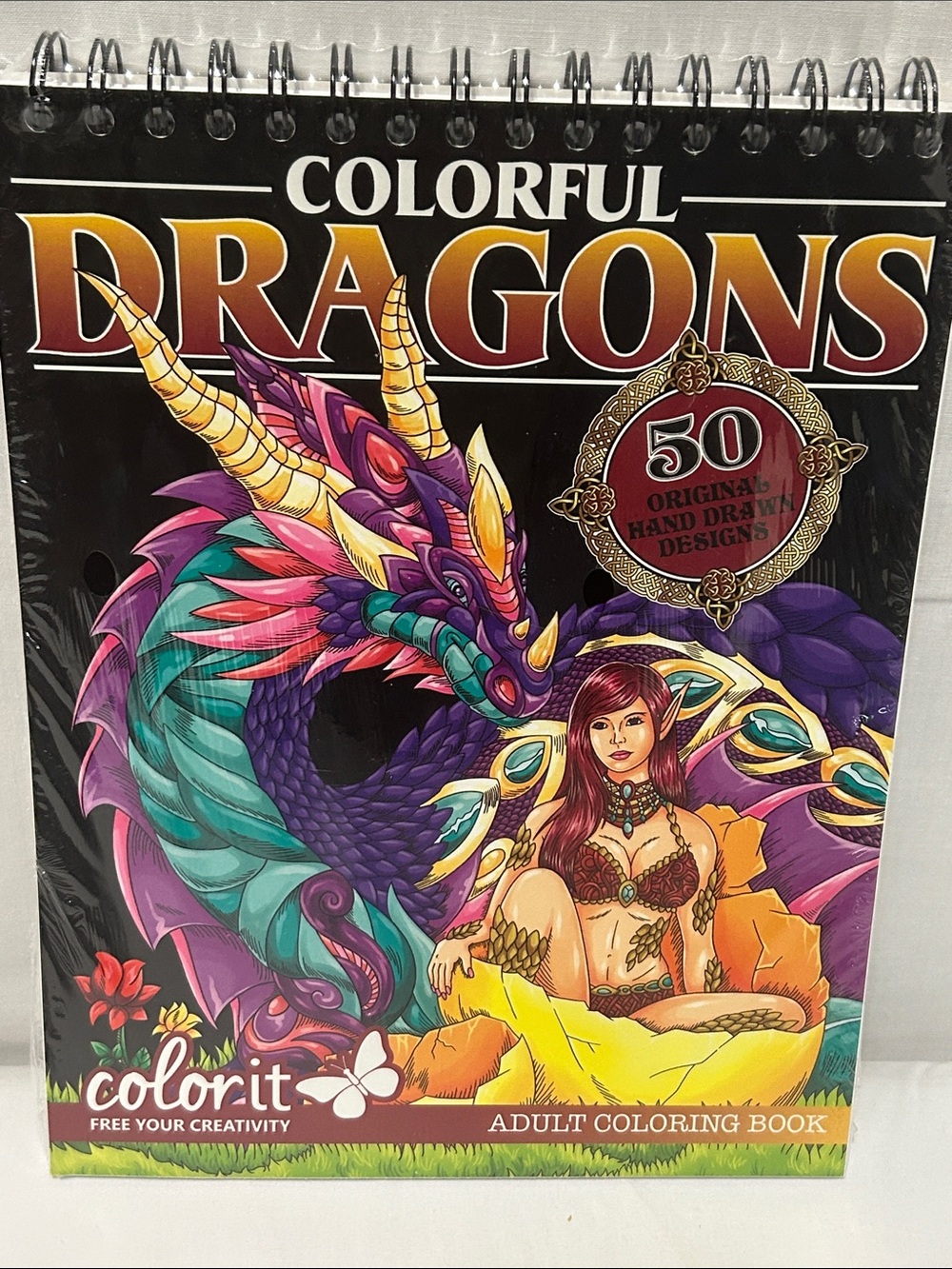 ColorIt Colorful Dragons Adult Spiral Bound Coloring Book
